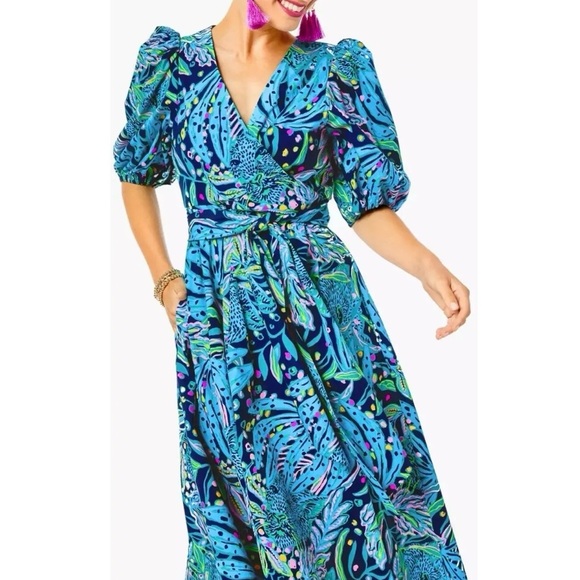 Juney Midi Dress Low Tide Navy Catty Purrsonality - Picture 3 of 4